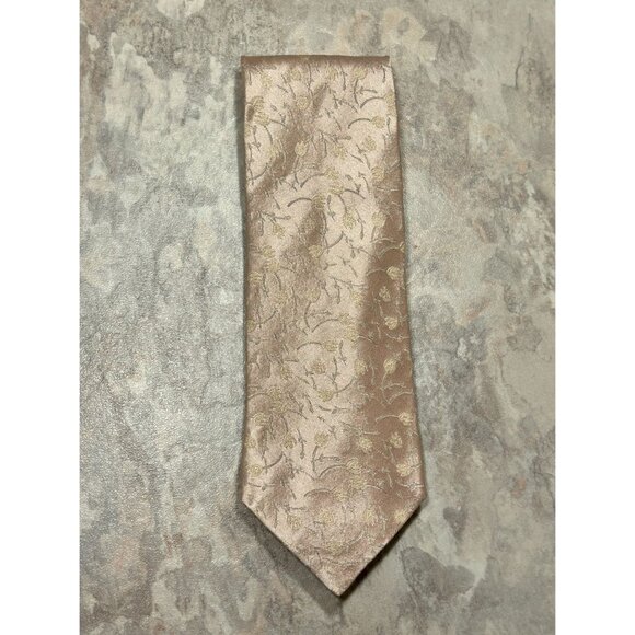 Faconnable Men's Floral Silk Necktie in Pink / Cream / Gray